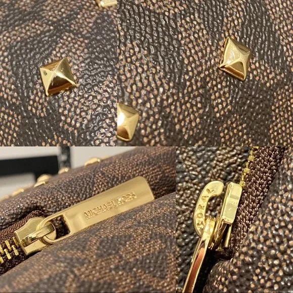 . Michael Kors Medium Erin 35F0GERB2V Studded Backpack In Brown Acorn - Picture 13 of 16